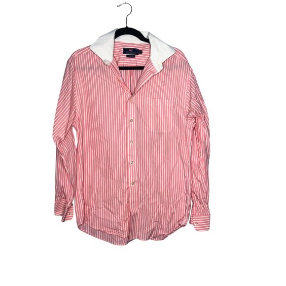 Vineyard Vines Shirt Mens Medium Pink Stripe Button Down Cooper Shirt Collared - Picture 1 of 8